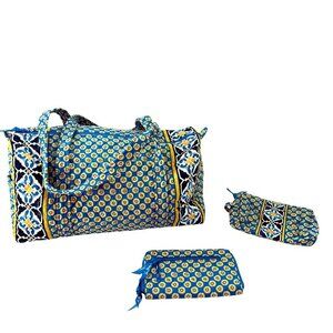 Vera Bradley Travel Set Duffle Bag Cosmetic Pouch Wallet Riviera Classic Excel!